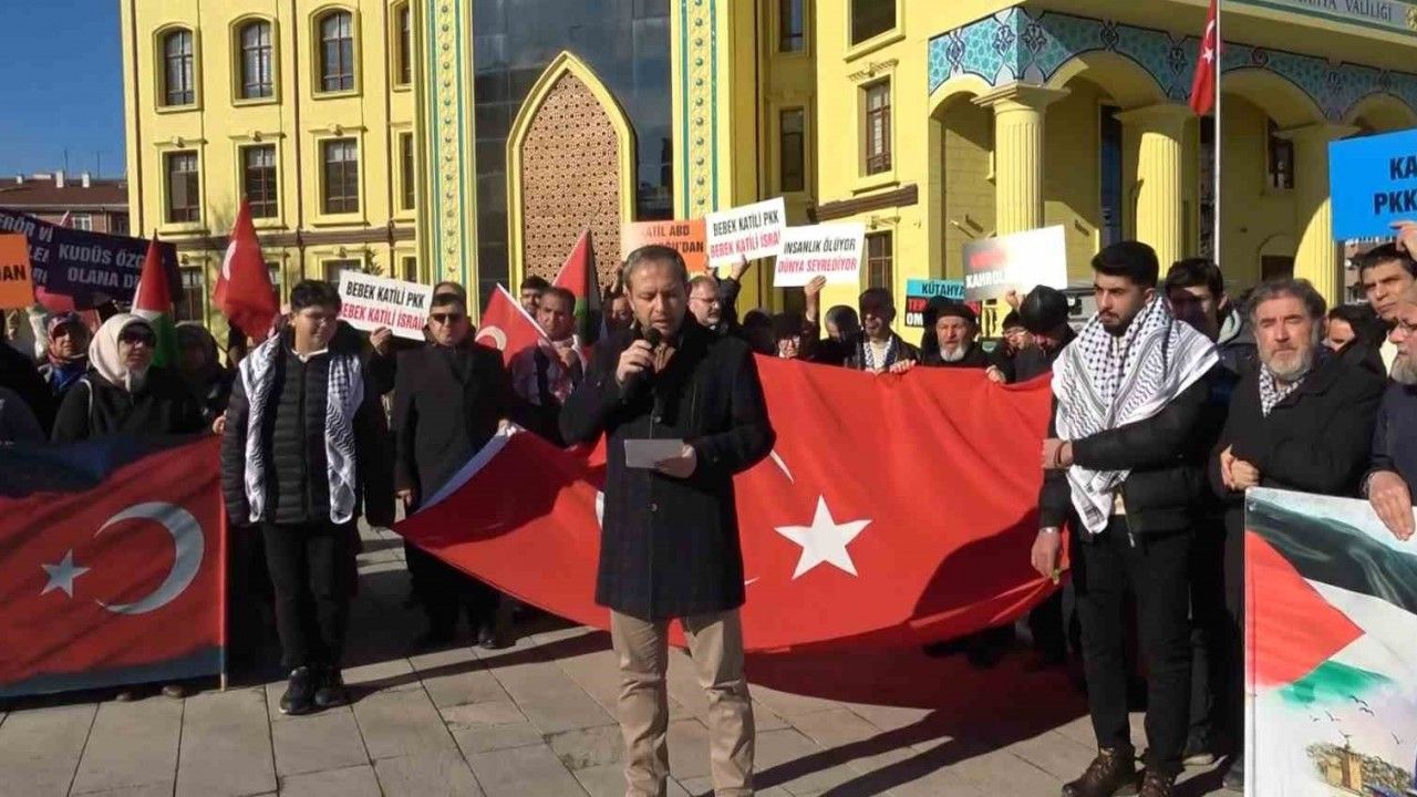 Kütahya’da terör örgütü PKK, İsrail ve ABD protesto edildi