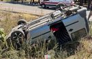 Bilecik'te direksiyon hakimiyetini kaybetti, takla attı!