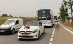 Düğün konvoyunda tehlikeli sürüş!