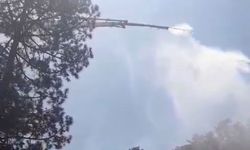 Beton pompasıyla yangına müdahale!