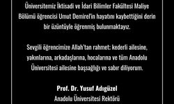Rektör Adıgüzel’den Umut Demirel için başsağlığı mesajı