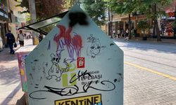Eskişehir'de çöp kutusundaki çizim ilgi çekti!