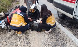 Kontrolden çıkan motosiklet devrildi