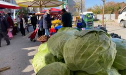 Eskişehir'de pazar tezgahındaki dev lahanalar ilgi çekti!
