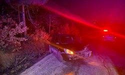 Kontrolden çıkan araç ağaca çarptı!