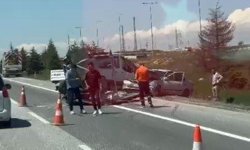 Eskişehir’de yol çizgisi aracına çarptı, şarampole uçtu!