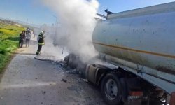Eskişehir'de tanker seyir halindeyken alev aldı