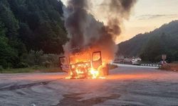 Sürücü son anda kurtuldu, tır cayır cayır yandı