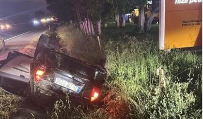 Eskişehir yolunda kontrolden çıkan araç ters döndü