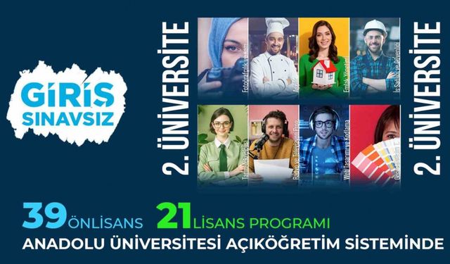 Anadolu Üniversitesi'nde sınavsız ikinci üniversite kayıtlarında son gün ne zaman?