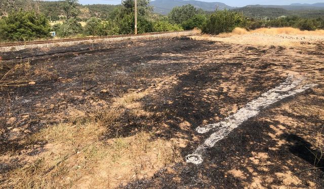 Selimiye’de çıkan anız yangını kısa sürede söndürüldü