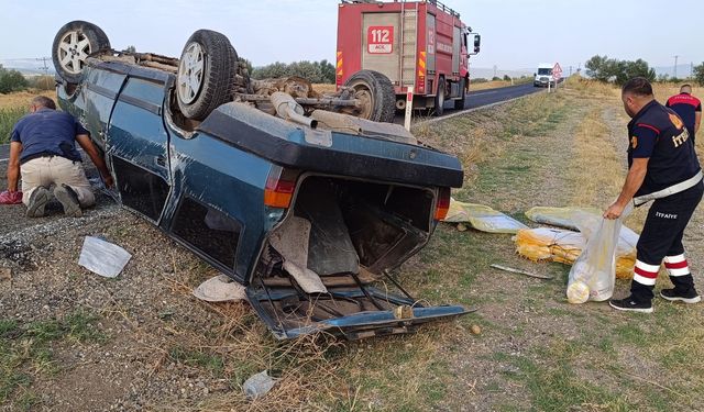 Afyon'da araç takla attı, sürücü sıkıştı!