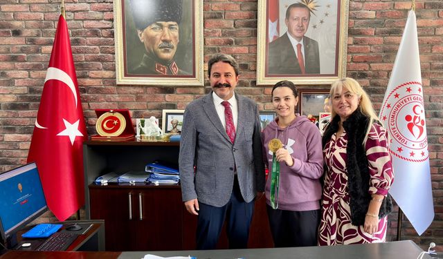 Avrupa Şampiyonu Gülsena’dan,  Spor İl Müdürü’ne ziyaret