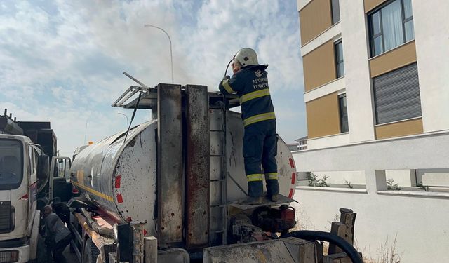 Eskişehir'de zift tankerinde yangın paniği!