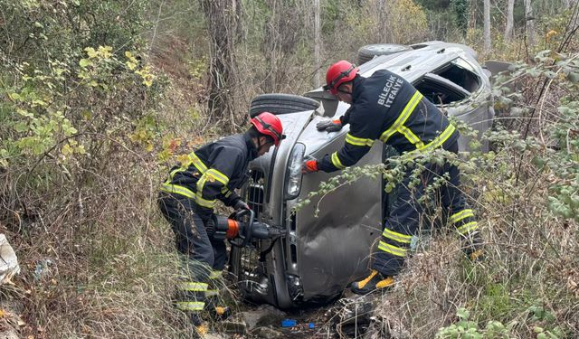 Freni boşalan araç uçuruma uçtu: Burnu bile kanamadı!