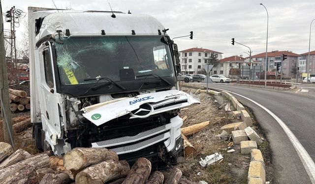 Afyon'da tır, kereste fabrikasının deposuna girdi