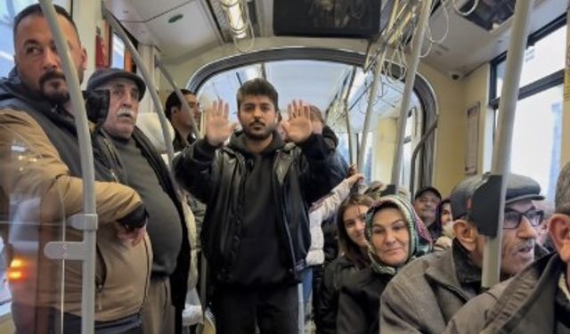 Eskişehir tramvayında ilginç yolculuk!