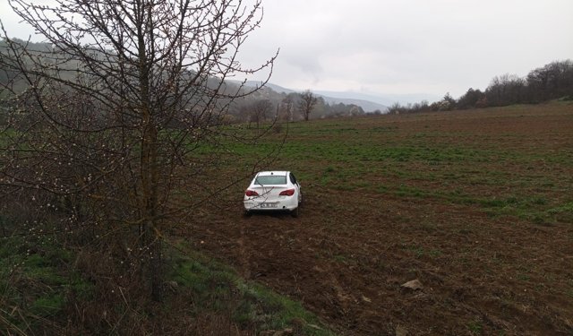 Bilecik'te yağışlı hava kaza getirdi, tarlaya uçtu!