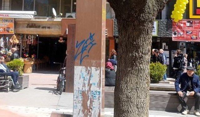 Eskişehir'deki direklerde izinsiz boya!