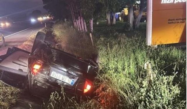 Eskişehir yolunda kontrolden çıkan araç ters döndü