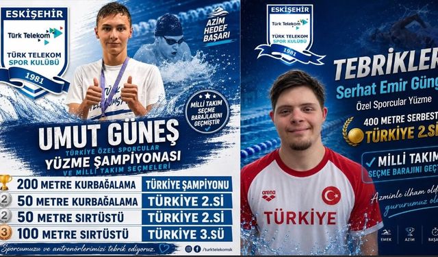 İki yüzücüden büyük başarı