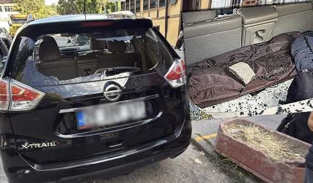 Eskişehir’de araç içindeki aile dehşeti yaşadı! Taşlı saldırı kamerada