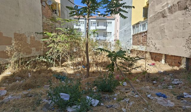 Eskişehir’de binaların arasındaki boş arsa çöplüğe döndü