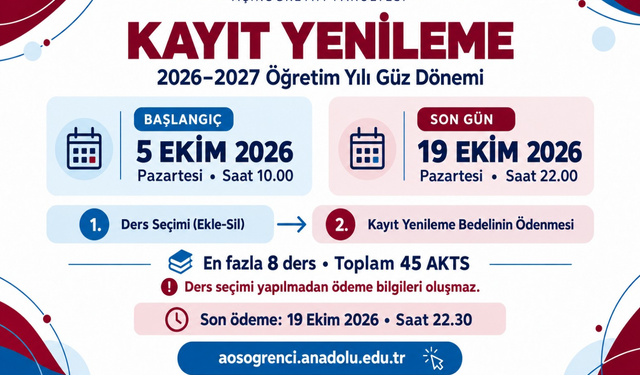 Anadolu Üniversitesi’nden AÖF öğrencilerine son gün uyarısı!