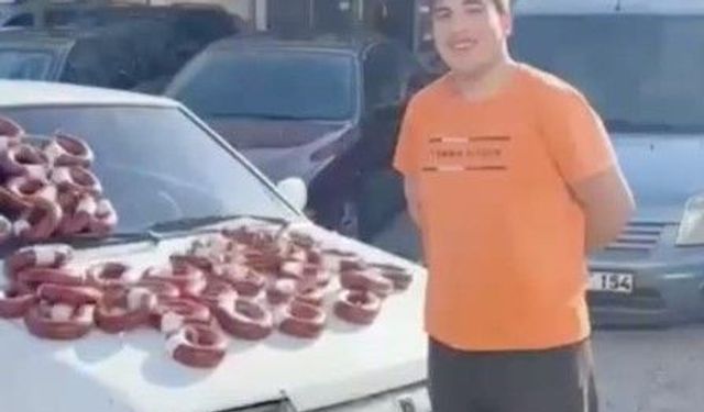 Eskişehir’de bu da oldu! Aracı gitti sucuklar geldi!