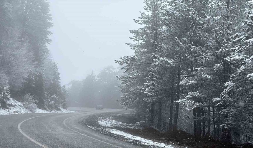 Domaniç Dağı'nda kar yağışı