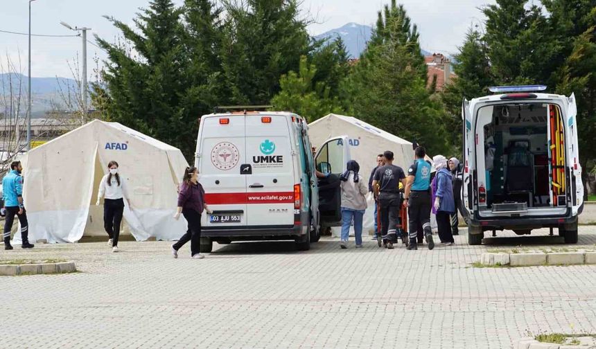 Afyon'da tatbikat için canlı canlı tabuta girdi