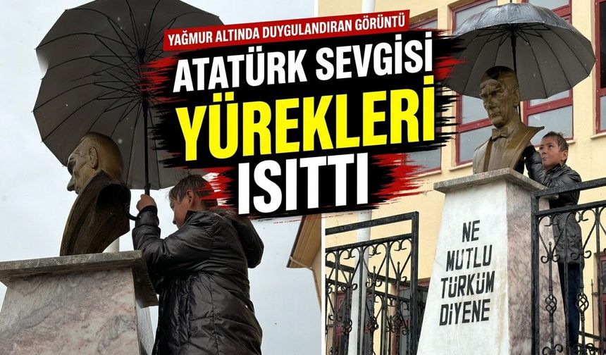 Eskişehir’de yağmur altında duygulandıran görüntü: Atatürk sevgisi yürekleri ısıttı