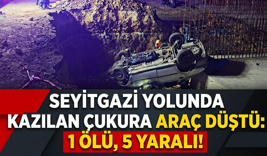 Seyitgazi yolunda kazılan çukura araç düştü!