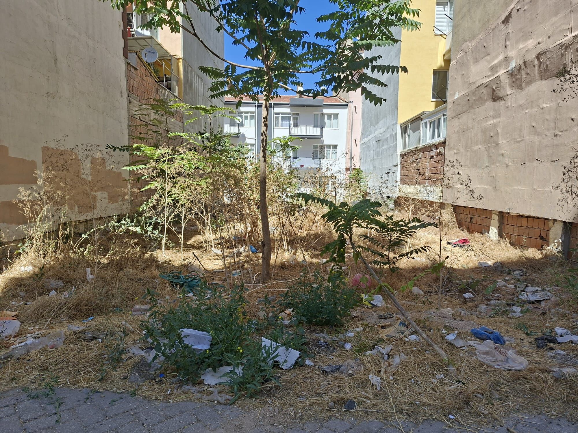 Eskişehir’de binaların arasındaki boş arsa çöplüğe döndü